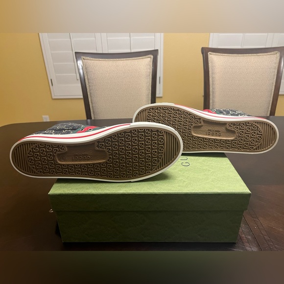 New Gucci Tennis 1977  GG Supreme Denim High Sneaker Shoes Size UK 12 / US 12.5 - Picture 14 of 16